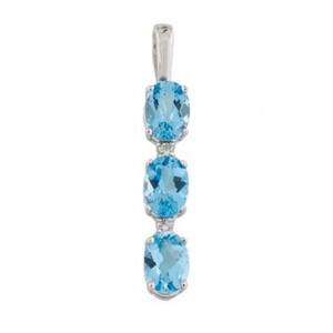 Brand New Topaz and Diamond Pendant with 14K White Gold